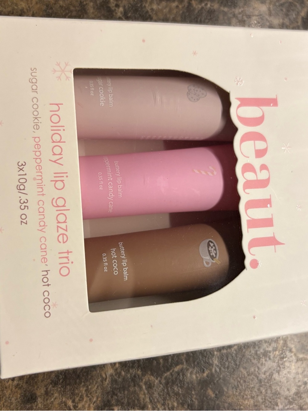 Holiday Lip Glaze Trio — Pink, Light Pink & Brown